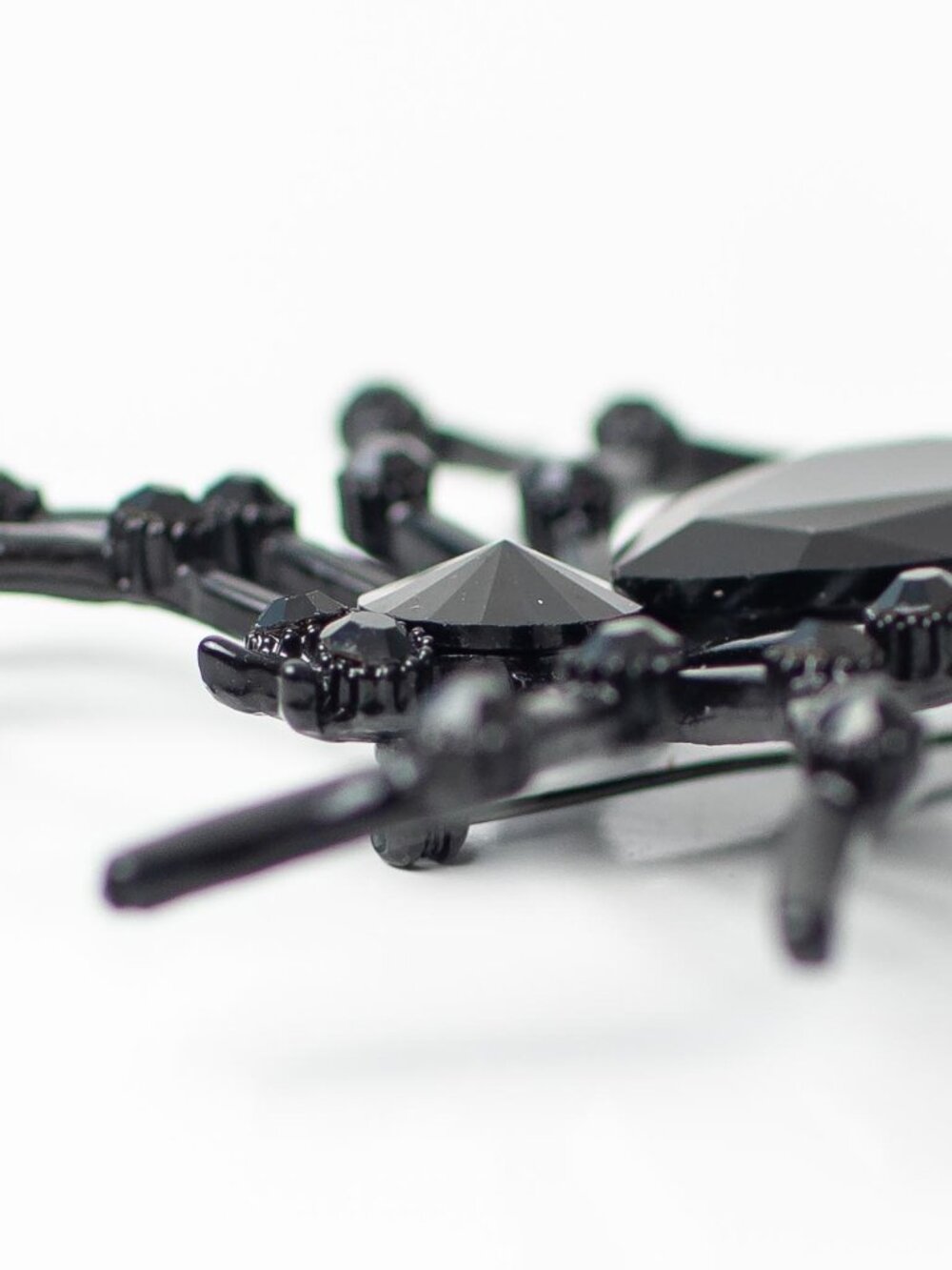 Black Crystal Rhinestone Spider Brooch Pin Halloween Gothic Statement Jewelry 3" - Picture 2 of 5